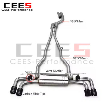 CEES Valvetronic Catback Exhaust for BMW 540/540i G30/G38 3.0T B58 2018-2024 Exhaust Pipe with Carbon Fiber Exhaust Tips