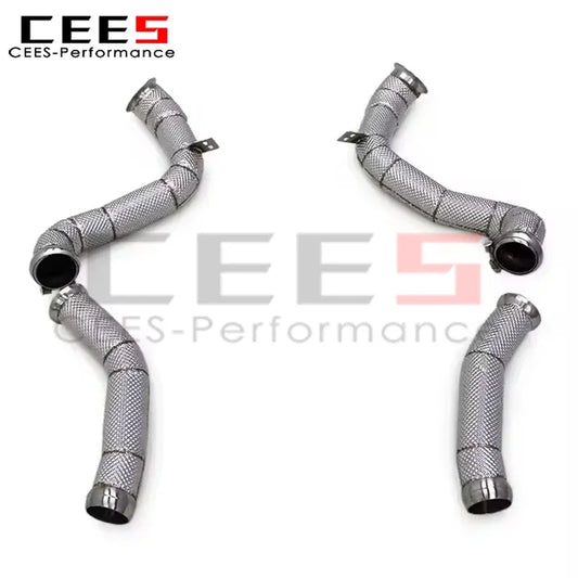 cees with Free Flow Downpipe for Mercedes-Benz C63 C63S AMG W205 4.0T 2015-2020 Stainless Steel Sport Exhaust System Assembly