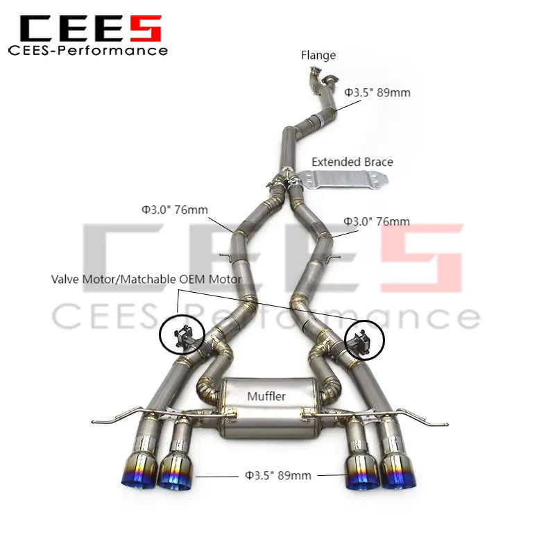 cees for BMW M3/M4 G80/G82/G8X 2021-2024 Performance Titanium Exhaust Catback Valved Exhaust Valvetronic Muffler System Assembly