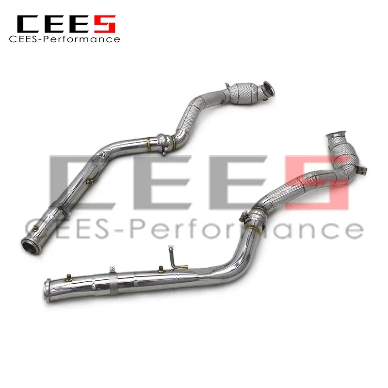 CEES Catted Exhaust Downpipe For Mercedes-Benz G63 AMG W464 4.0T 2019-2023 Stainless Downpipes with catalyst With Heat Shield