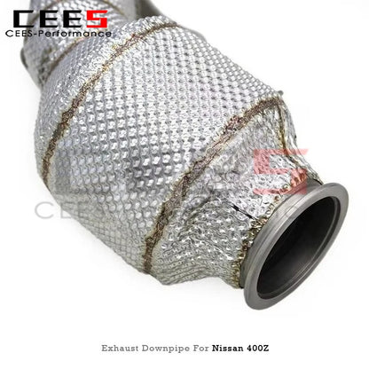 cees Engine Turbo Header Downpipe for Nissan 400Z 3.0T 2021-2024 Stainless Steel Pipe with Heat Shield Through Exhaust Muffler