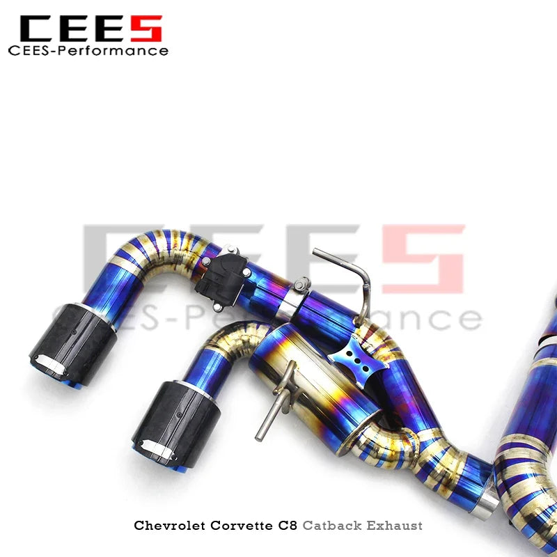 cees Full Exhaust System For Chevrolet CORVETTE C8 2019-2023 3inch Pipe Straight Downpipe Valvetronic Muffler Catback Race Sport