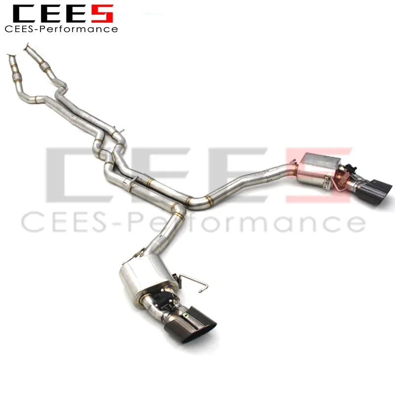 CEES Catback Exhaust For Audi RS6/RS7 C8 4.0T 2019-2024 exhaust pipes SUS304/Titanium valvetronic car exhaust muffler escape Black tips