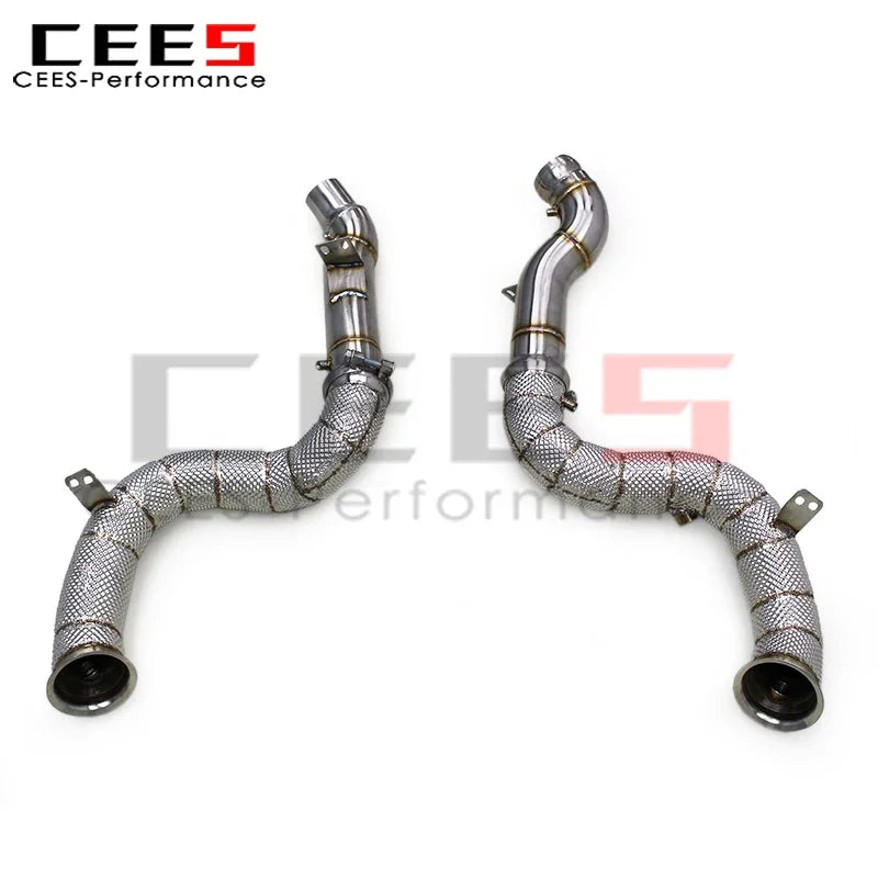 CEES Stainless Steel Exhaust Downpipe for Mercedes-Benz GLE63 AMG 4.0TT W166 2016-2023 with OPF Downpipe Heat Shield Header