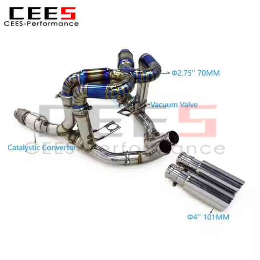 CEES Titanium Catback Exhaust System Full Downpipe Escape for Lamborghini Murcielago LP640 V12 6.2L 2007-2010 Stainless Steel