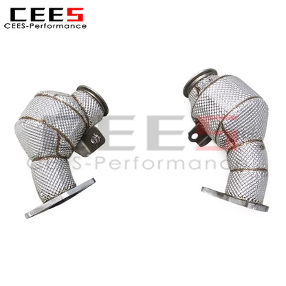 cees Engine Turbo Header Downpipe for Nissan 400Z 3.0T 2021-2024 Stainless Steel Pipe with Heat Shield Through Exhaust Muffler
