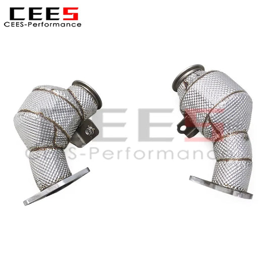 cees Engine Turbo Header Downpipe for Nissan 400Z 3.0T 2021-2024 Stainless Steel Pipe with Heat Shield Through Exhaust Muffler