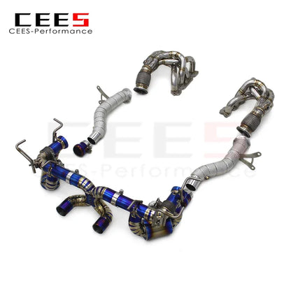 CEES Exhaust Downpipe Manifold for Ferrari 458 V8 4.5 2013-2016 Performance Titanium Car Exhaust Pipe System Muffler Escape