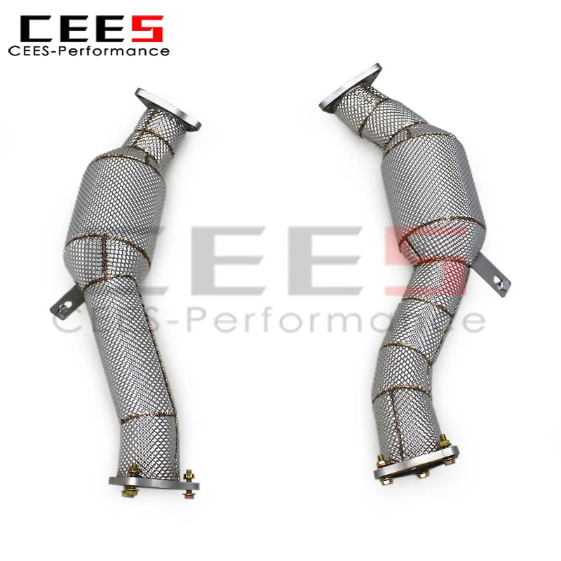 CEES Exhaust Downpipe for Audi Q7 2010-2024 Performance Stainless Steel Downpipe Exhaust Pipe System Assembly with Catalyst