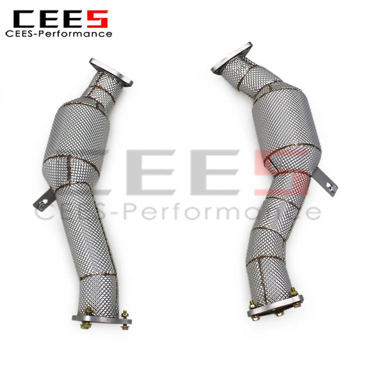 CEES Exhaust Downpipe for Audi Q7 2010-2024 Performance Stainless Steel Downpipe Exhaust Pipe System Assembly with Catalyst