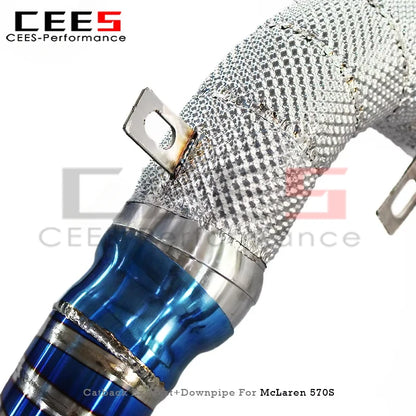 cees Titanium Catback Catalyst Downpipe for McLaren 570S/570GT 3.8T 2015-2019 Supersport Valved Axle Back Heat Shield Header