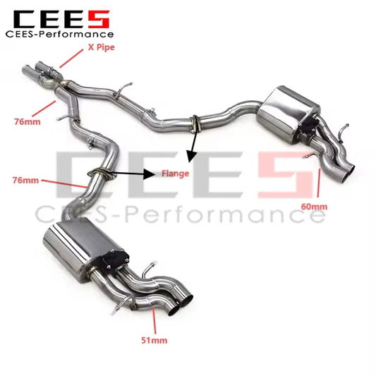 cees Catback System for Mercedes-Benz E63 E63S W212 6.2L AMG 2007-2016 Stainless Steel Muffler Valvetronic Exhaust Pipe System