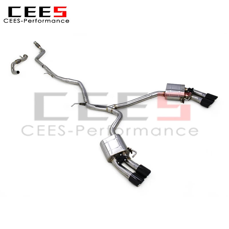 CEES Tuning Catback for Audi A5 B9 2.0T 2023-2024 Four Door Car SS304 Stainless Steel Exhaust Pipe System with Carbon Fiber Tips