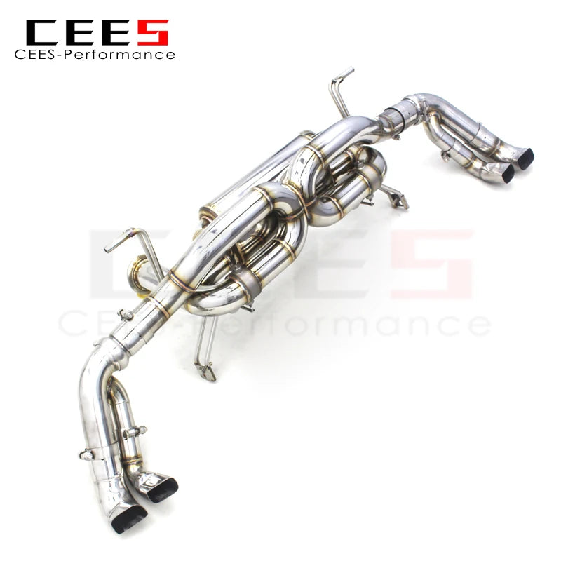 CEES Exhaust Pipes For Audi R8 V8/V10 4.2/5.2 2017-2023 Stainless Steel 304 Catback Exhaust System with vacuum Valve