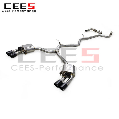 CEES Tuning Catback for Audi A5 B9 2.0T 2023-2024 Four Door Car SS304 Stainless Steel Exhaust Pipe System with Carbon Fiber Tips