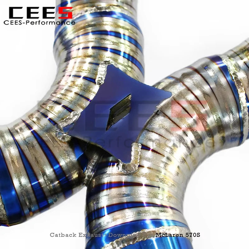 cees Titanium Catback Catalyst Downpipe for McLaren 570S/570GT 3.8T 2015-2019 Supersport Valved Axle Back Heat Shield Header