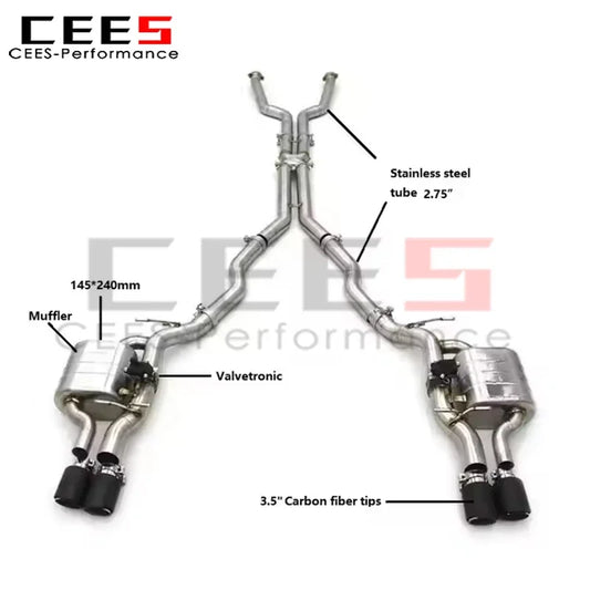 CEES Valvetronic Catback Exhaust System Assembly for BMW M5 E60 M6 E63 5.0L 2006-2010 Stainless Steel Exhaust Mufflers Pipes