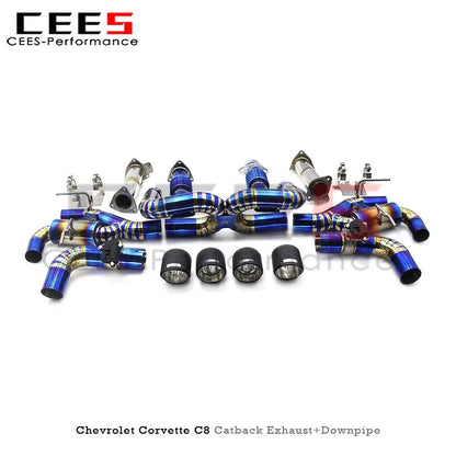 cees Full Exhaust System For Chevrolet CORVETTE C8 2019-2023 3inch Pipe Straight Downpipe Valvetronic Muffler Catback Race Sport