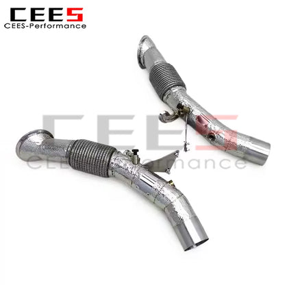 cees Exhaust Downpipes for Ferrari SF90 3.9T V8 2019-2023 Stainless Steel Heatshield Exhaust Pipe System Free Flow Pipe System