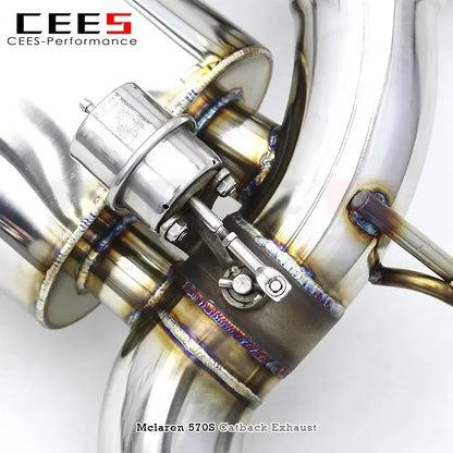 cees Titanium Catback Catalyst Downpipe for McLaren 570S/570GT 3.8T 2015-2019 Supersport Valved Axle Back Heat Shield Header