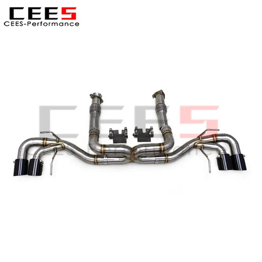 CEES Performance Stainless Steel Catback Exhaust Pipes for Chevrolet CORVETTE C8 2019-2023 with Electroplated Black Exhaust Tips