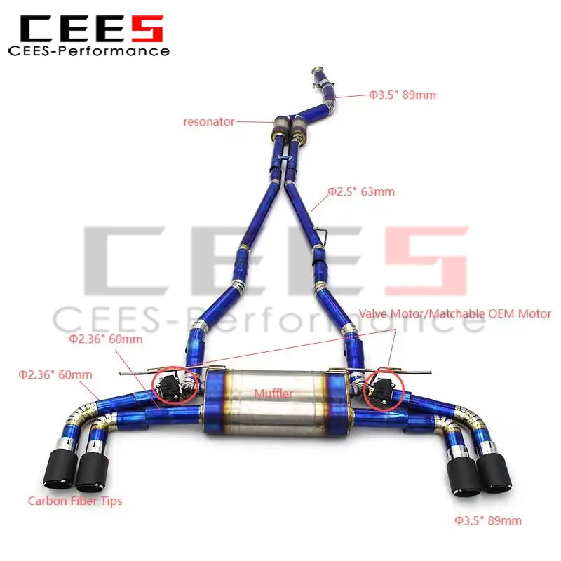 cees Catback Exhaust System for BMW 530/530i B48 3.0T 2017-2023 Escape Performance SUS304/Titanium Exhaust Pipe Muffler Assembly