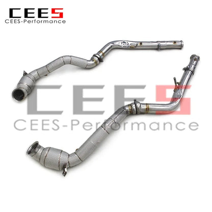 CEES Catted Exhaust Downpipe For Mercedes-Benz G63 AMG W464 4.0T 2019-2023 Stainless Downpipes with catalyst With Heat Shield