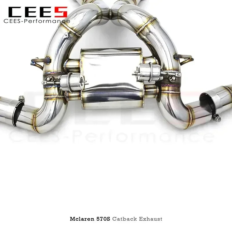 cees Titanium Catback Catalyst Downpipe for McLaren 570S/570GT 3.8T 2015-2019 Supersport Valved Axle Back Heat Shield Header