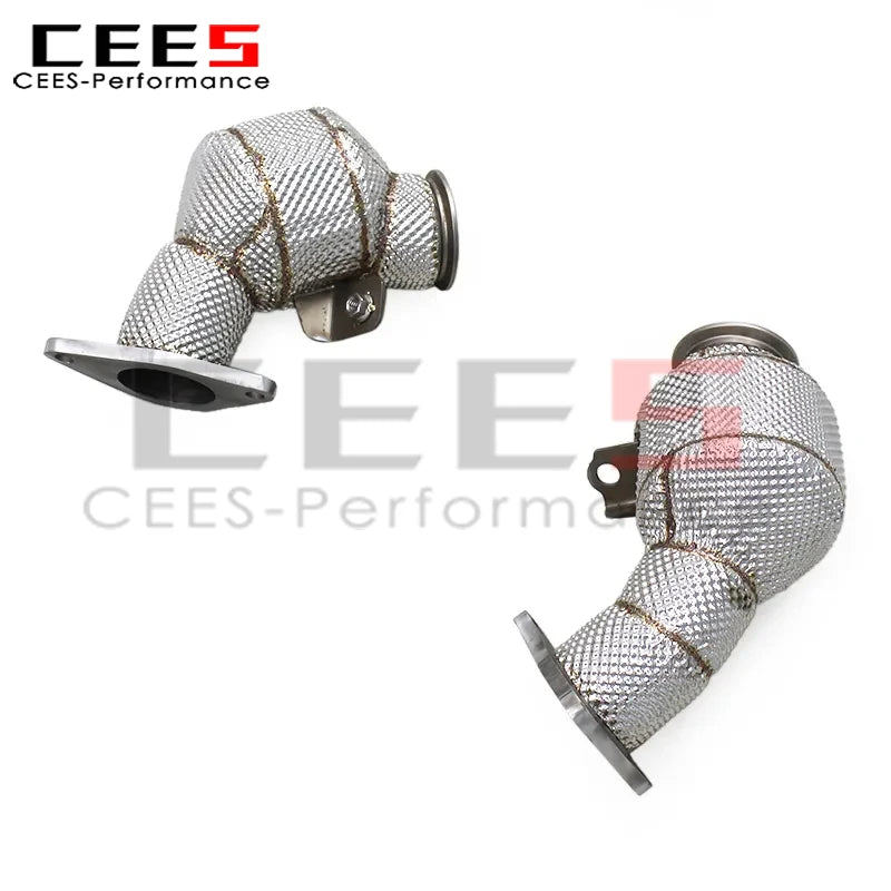 cees Engine Turbo Header Downpipe for Nissan 400Z 3.0T 2021-2024 Stainless Steel Pipe with Heat Shield Through Exhaust Muffler
