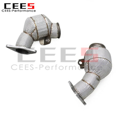 cees Engine Turbo Header Downpipe for Nissan 400Z 3.0T 2021-2024 Stainless Steel Pipe with Heat Shield Through Exhaust Muffler
