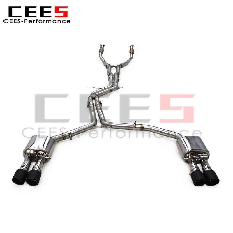 CEES Valved Sport Exhaust System Auto Parts for Audi A6 3.0T 2012-2023 SS304 Stainless Steel Racing Catback Exhaust Pipe System