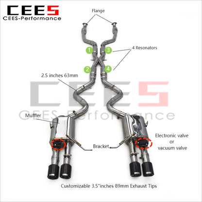 cees Valved Exhaust Catback System with Catalyst for BMW M3 E90/E92/E93 4.0L 2008-2013 Stainless Steel Exhaust Pipe Muffler