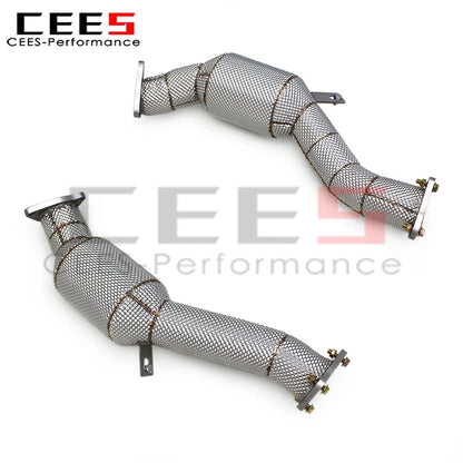 CEES Exhaust Downpipe for Audi Q7 2010-2024 Performance Stainless Steel Downpipe Exhaust Pipe System Assembly with Catalyst