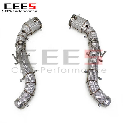 cees Exhaust Header for Mclaren 600LT Spider/Coupe 3.8T 2018-2019 Stainless Steel Downpipe with Heat Shield Exhaust Pipe System