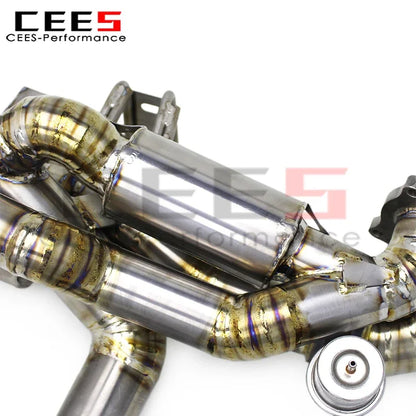 CEES Titanium Exhaust System Assembly for Porsche 718 Cayman GT4 4.0L 2022-2025 Valved Car Racing Exhaust Pipe Catback Muffler