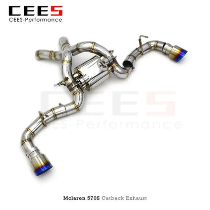 cees Titanium Catback Catalyst Downpipe for McLaren 570S/570GT 3.8T 2015-2019 Supersport Valved Axle Back Heat Shield Header