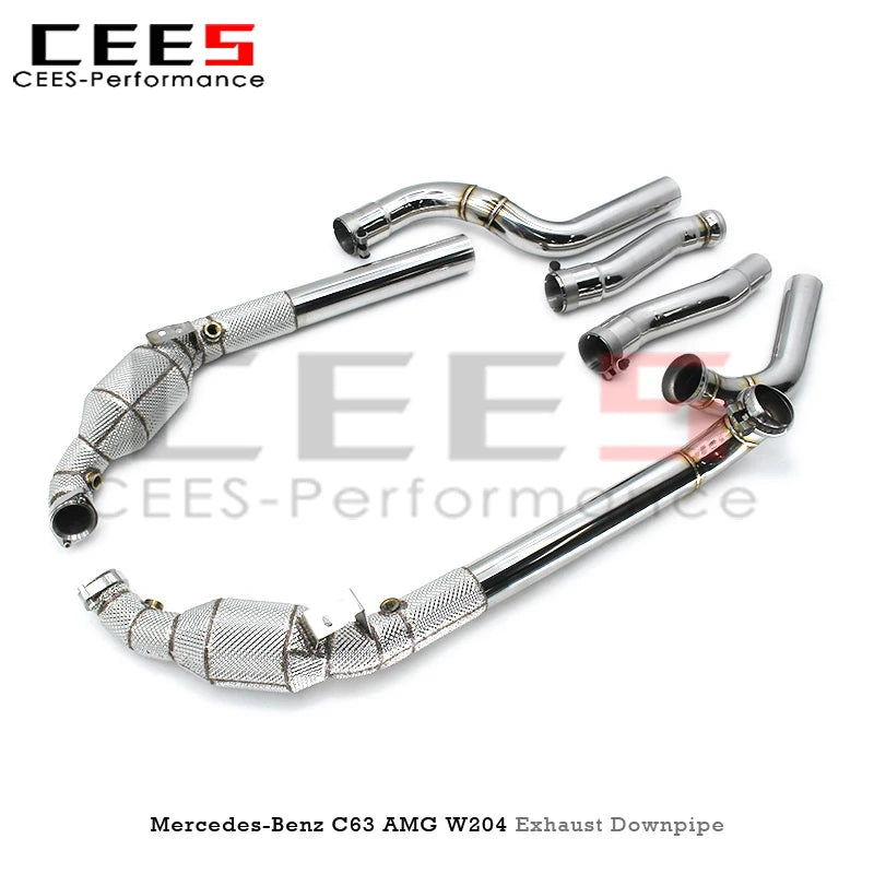 cees Tuning Exhaust Downpipe with Heat Shield for Mercedes-Benz AMG C63 W204 stainless steel Exhaust Header Insulated Downpipe