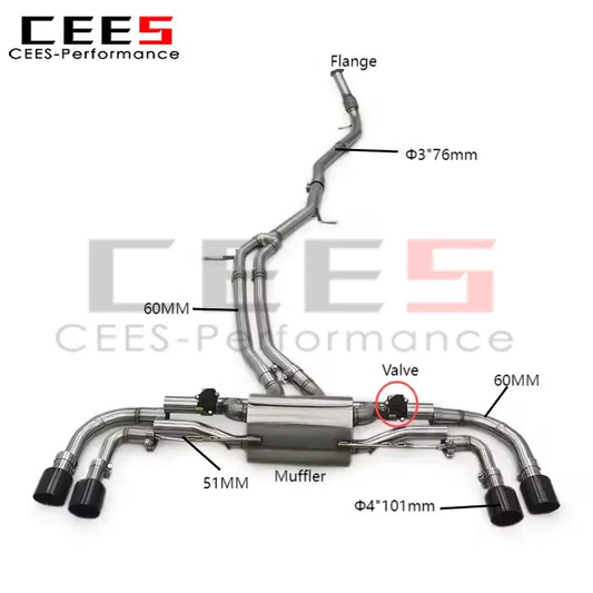 CEES Valvetronic Catback Exhaust for Porsche Cayenne E3 3.0T 2018-2023 Stainless Steel Exhaust Pipe Muffler Escape Auto Parts porsche cayenne e3 porsche cayenne e3 2023 porsche cayenne e3 exhaust