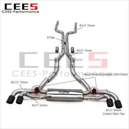 CEES Performance Valve Catback Exhaust System for BMW X5 M50i 4.4TT 2019-2024 Stainless Steel Racing Exhaust Pipe Muffler