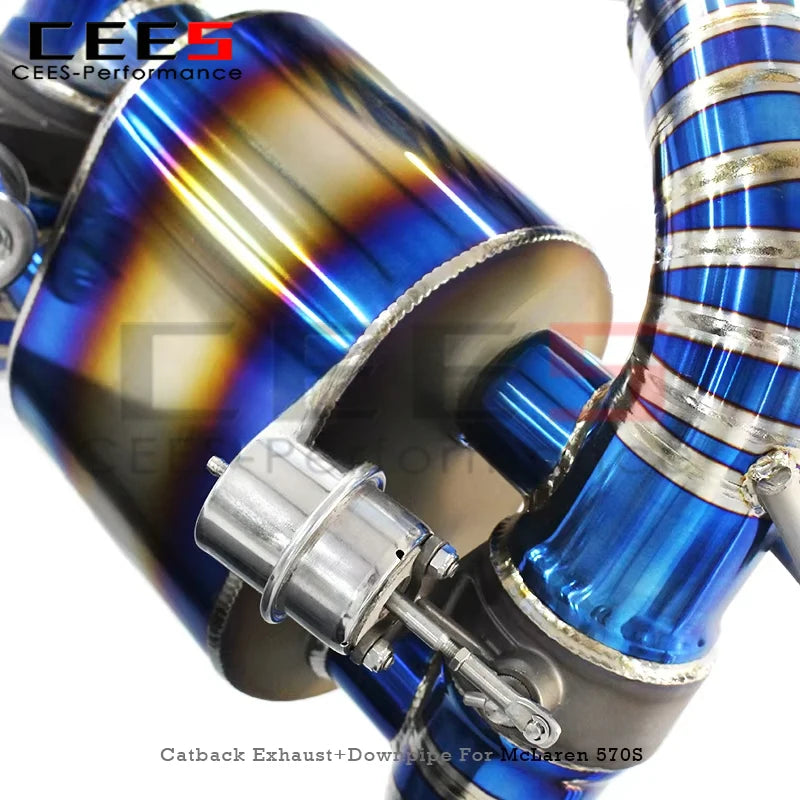 cees Titanium Catback Catalyst Downpipe for McLaren 570S/570GT 3.8T 2015-2019 Supersport Valved Axle Back Heat Shield Header