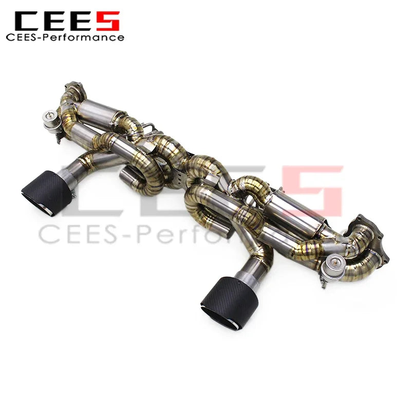 CEES Titanium Exhaust System Assembly for Porsche 718 Cayman GT4 4.0L 2022-2025 Valved Car Racing Exhaust Pipe Catback Muffler