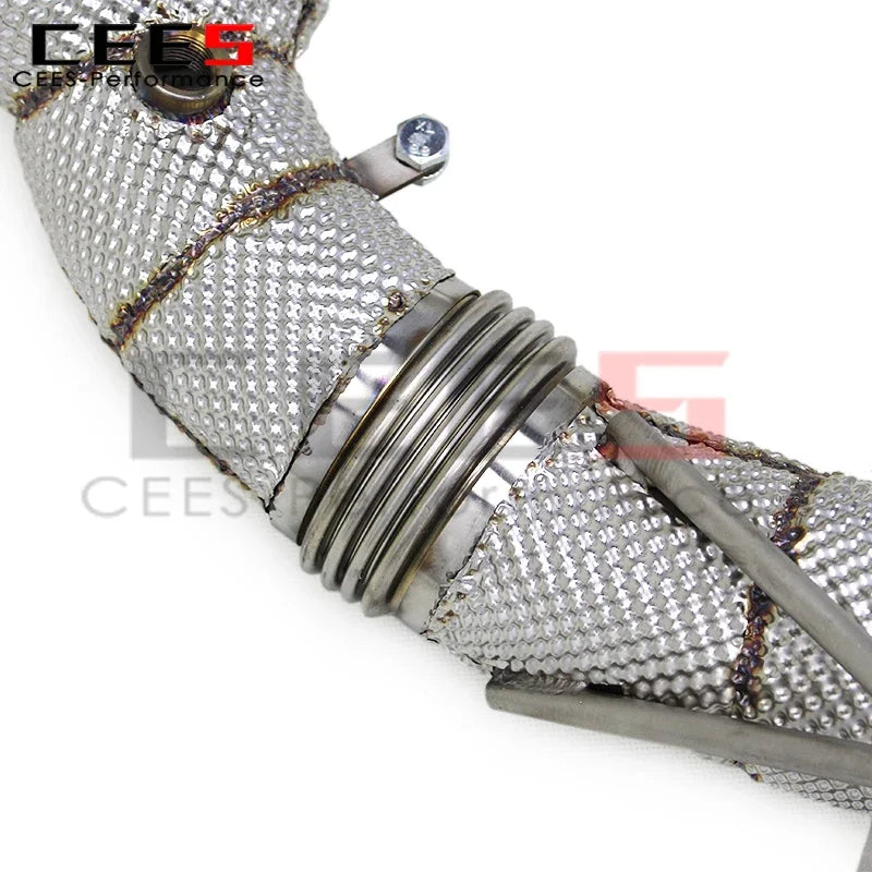 cees Exhaust Header for Mclaren 600LT Spider/Coupe 3.8T 2018-2019 Stainless Steel Downpipe with Heat Shield Exhaust Pipe System