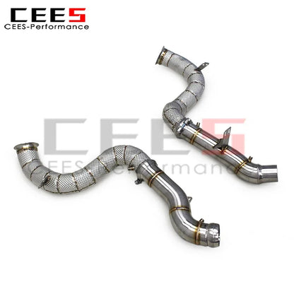 CEES Stainless Steel Exhaust Downpipe for Mercedes-Benz GLE63 AMG 4.0TT W166 2016-2023 with OPF Downpipe Heat Shield Header