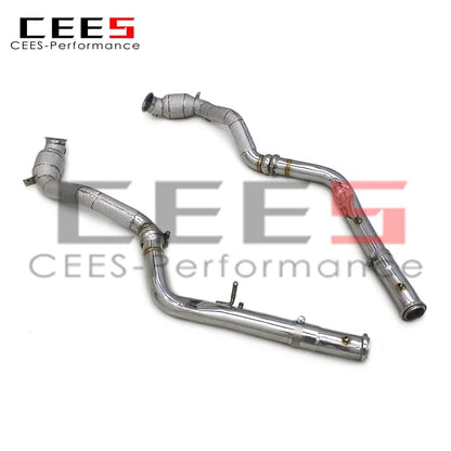 CEES Catted Exhaust Downpipe For Mercedes-Benz G63 AMG W464 4.0T 2019-2023 Stainless Downpipes with catalyst With Heat Shield