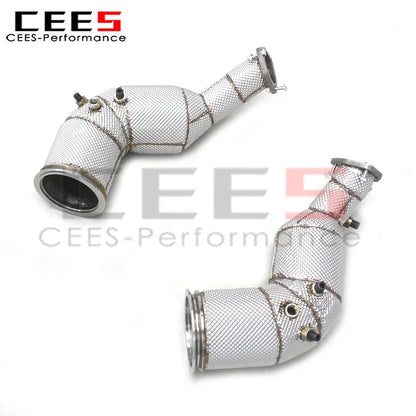 CEES Free Flow Downpipe for Audi RS6 C8 4.0T 2021-2023 Racing High Quality Stainless Steel Exhaust Pipes Downpipes with OPF/DPF