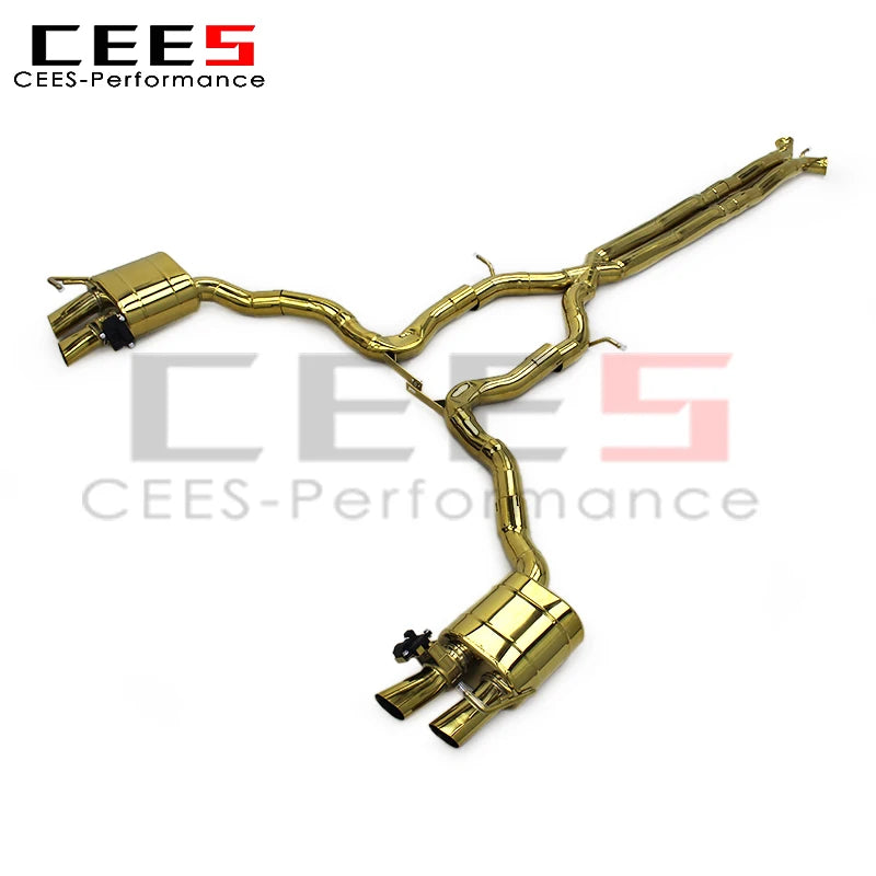 CEES Catback Exhaust Pipe System for Bentley Continental GT V12 6.0T 2017-2024 Plating Gold Stainless Steel Exhaust Pipe Muffler