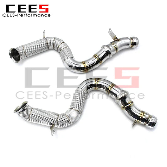 cees Exhaust Downpipe with Heat Shield for Mercedes-Benz S63 AMG 4.0T 2022-2023 Stainless Steel Exhaust Pipes High Flow Downpipe