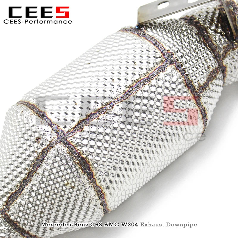 cees Tuning Exhaust Downpipe with Heat Shield for Mercedes-Benz AMG C63 W204 stainless steel Exhaust Header Insulated Downpipe