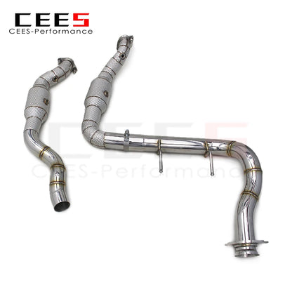 CEES Catted Exhaust Downpipe With Heat Shield For Ford F150 3.5T 2015-2019 Exhaust Pipe Stainless Steel Downpipes with catalyst