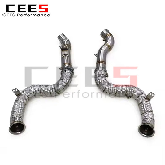 CEES Stainless Steel Exhaust Downpipe for Mercedes-Benz GLE63 AMG 4.0T W166 2016-2023 with OPF Downpipe Heat Shield Header